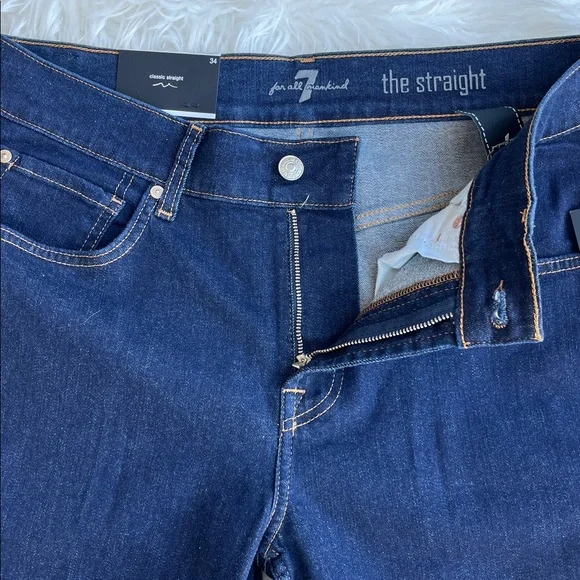 🆕 7 For All Mankind Jeans Men’s The Straight Classic Dark Wash Size 34x32 - Picture 5 of 11